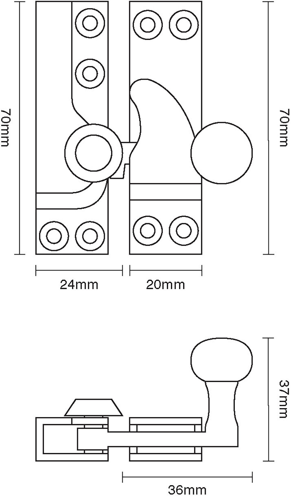 Straight Arm Sash Fastener