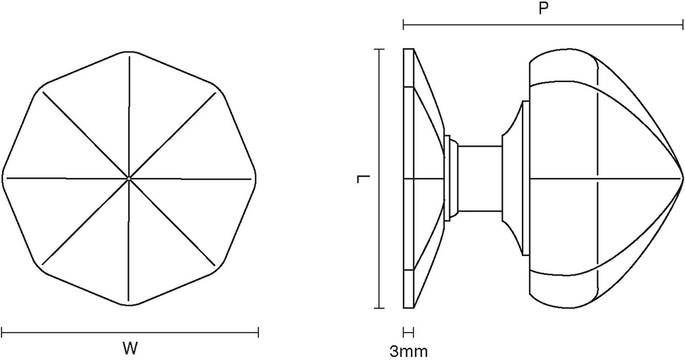 Octagonal Centre Door Knob