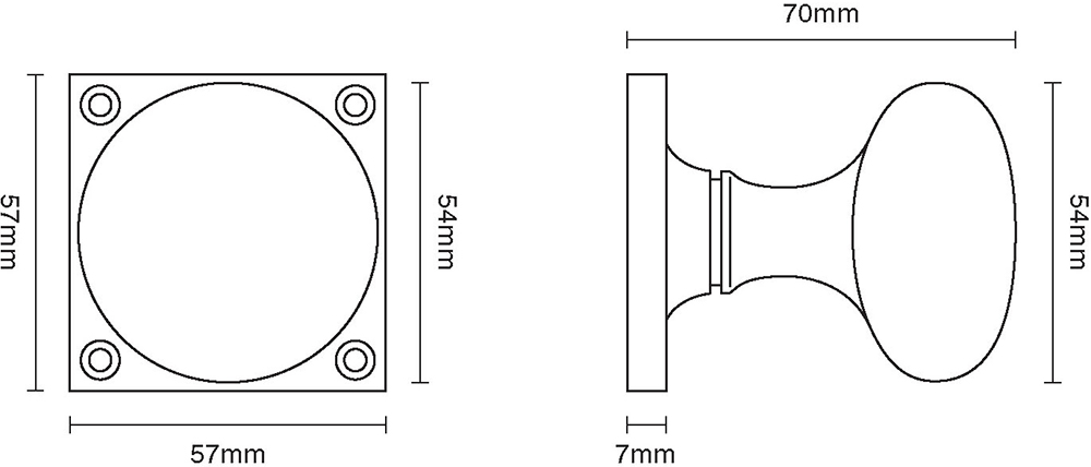 Cushion Door Knob on Square Rose