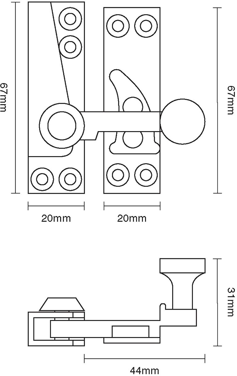 Quadrant Arm Sash Fastener