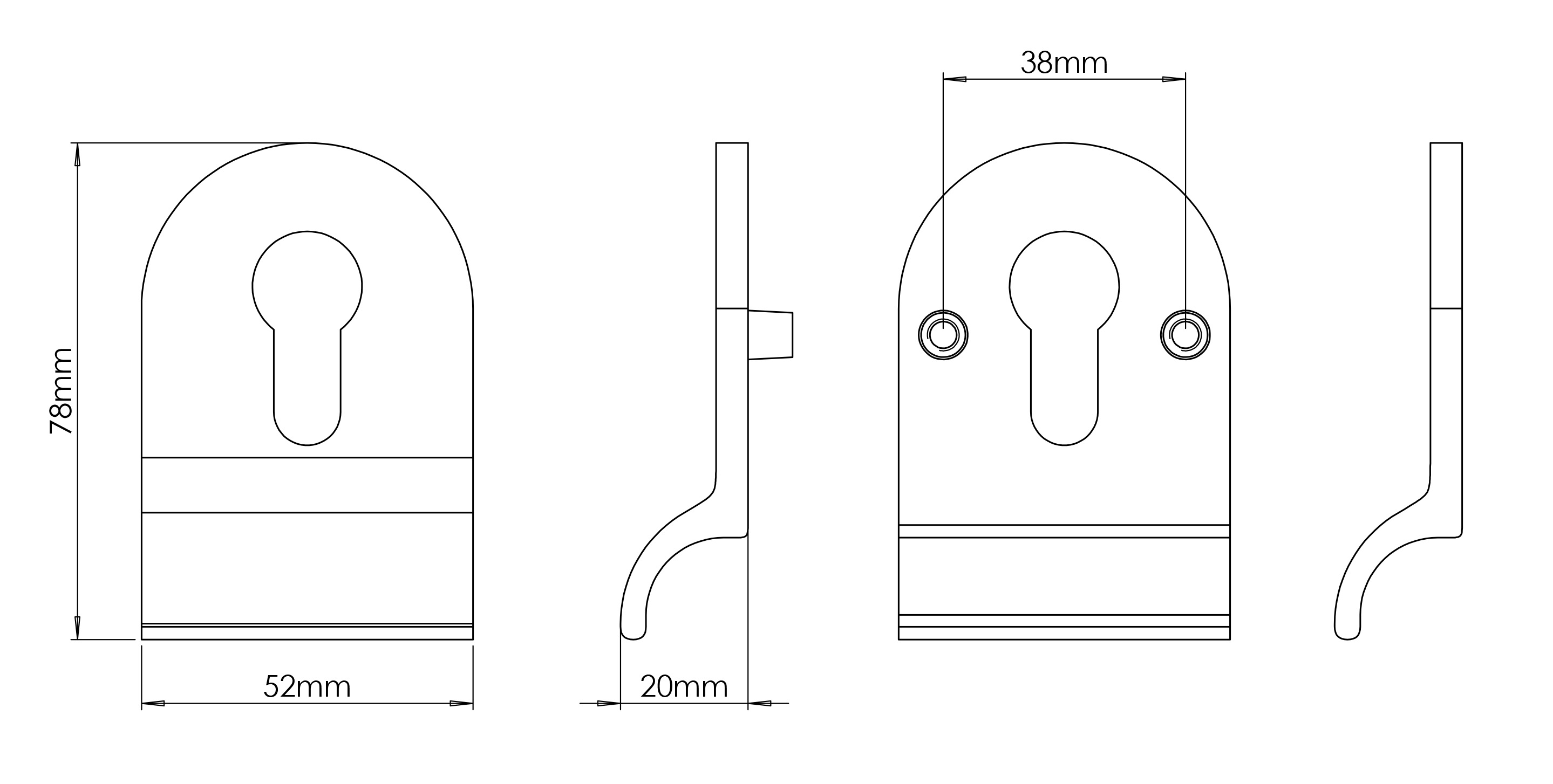Cylinder Pull - Euro Profile | 38mm centres Back to Back Fixing