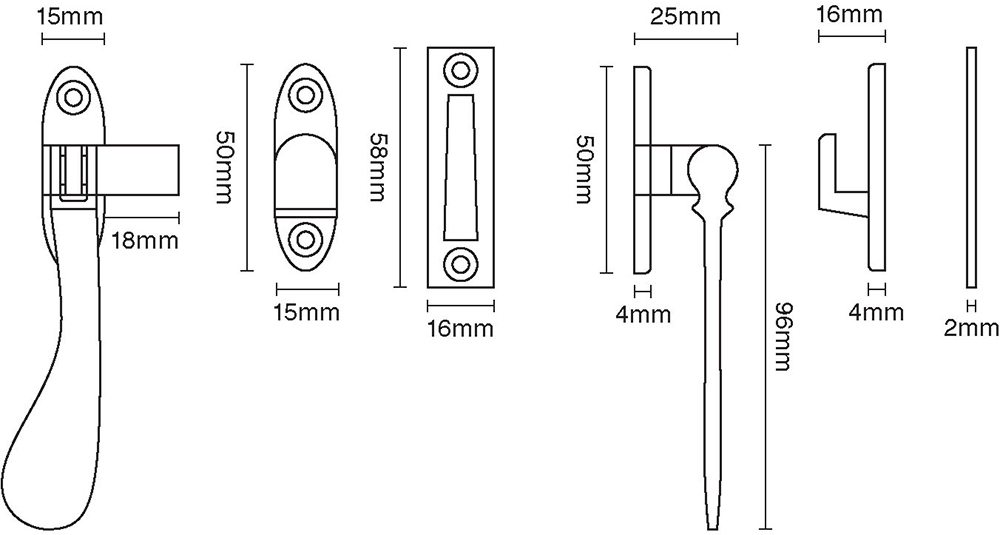 Spoon End Casement Fastener