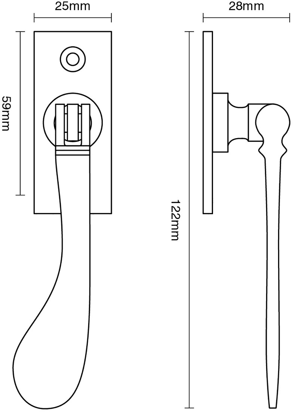 Lockable Spoon End Window Espagnolette Handle