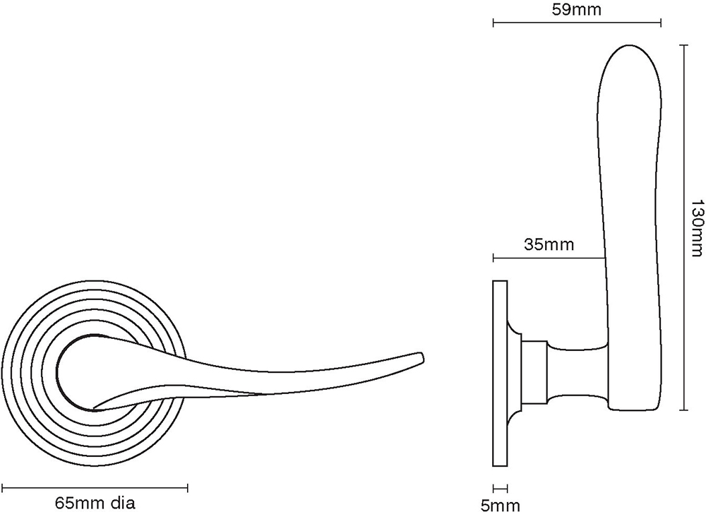 Cambridge Door Handle on Reeded Covered Rose