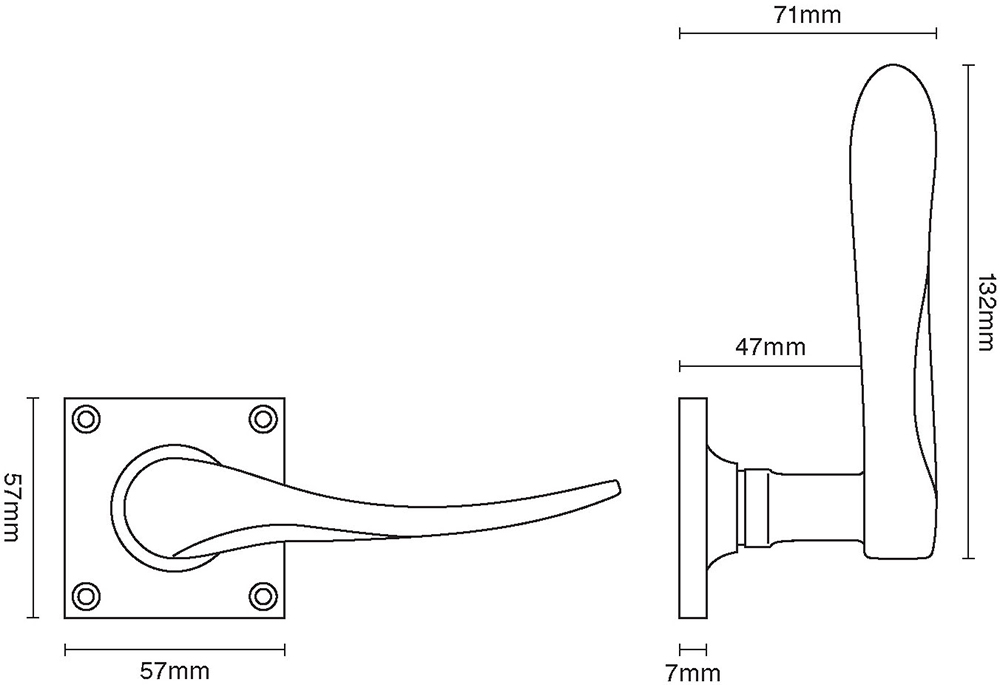 Cambridge Door Handle on Square Rose