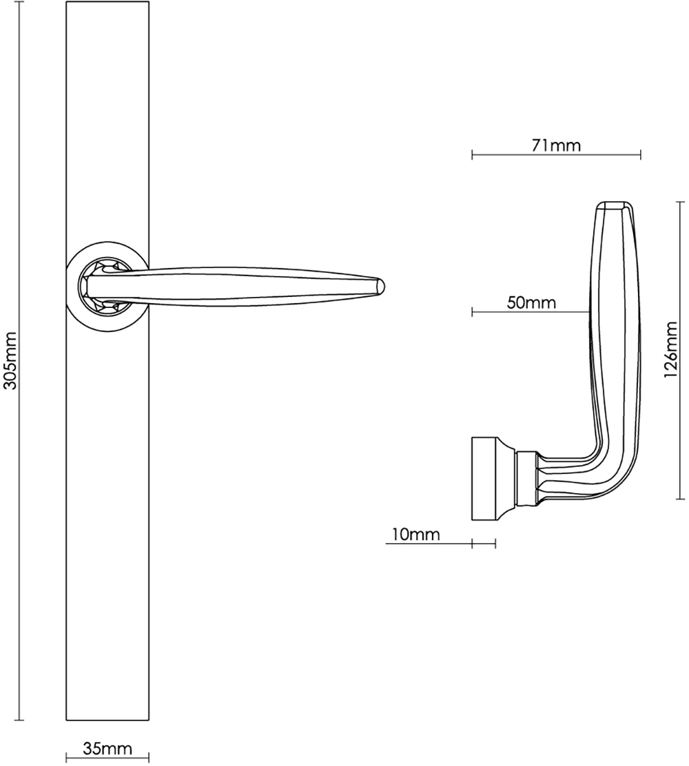 Maine Multipoint Door Handle on Classic Backplate