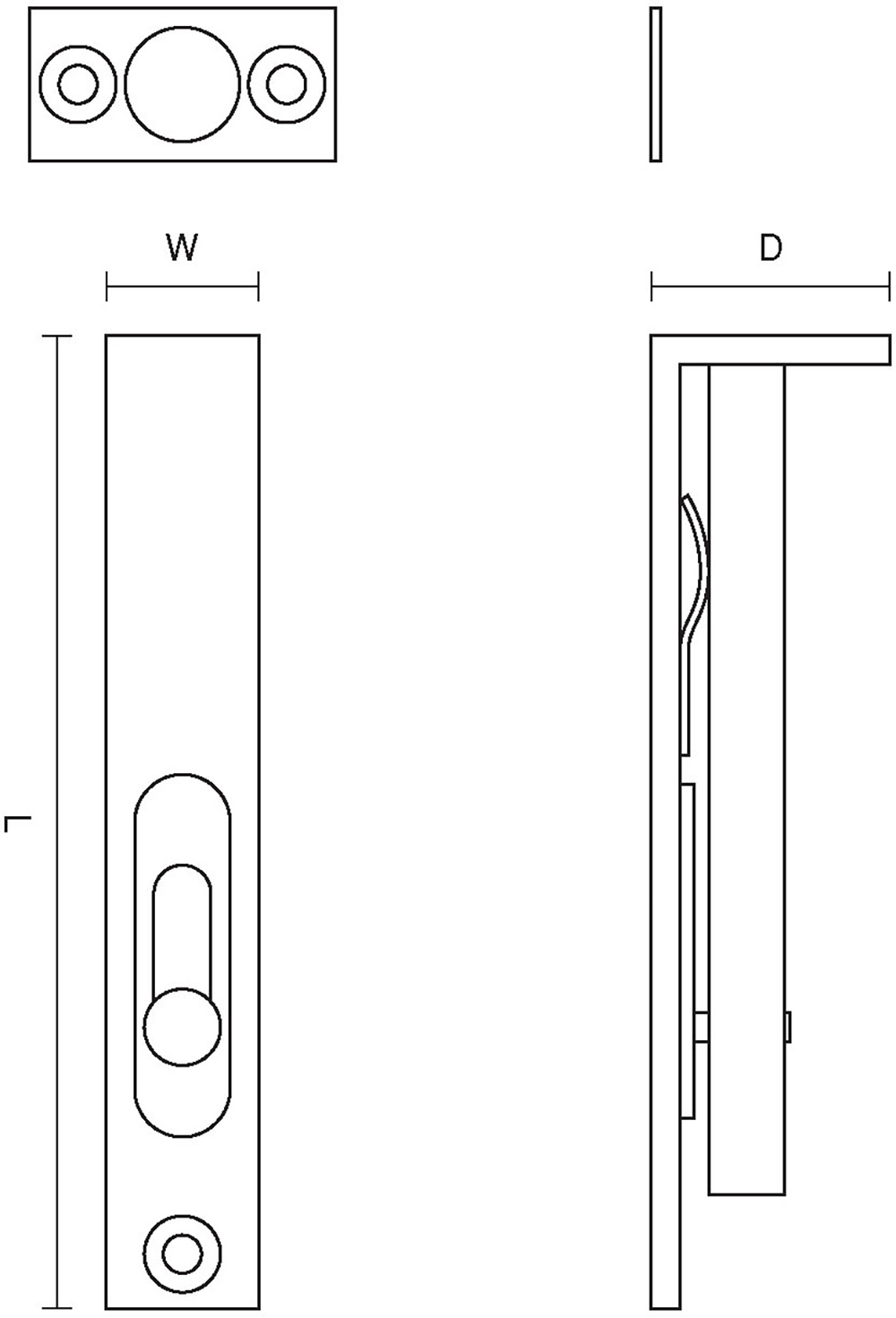 Sunk Slide Flush Bolt