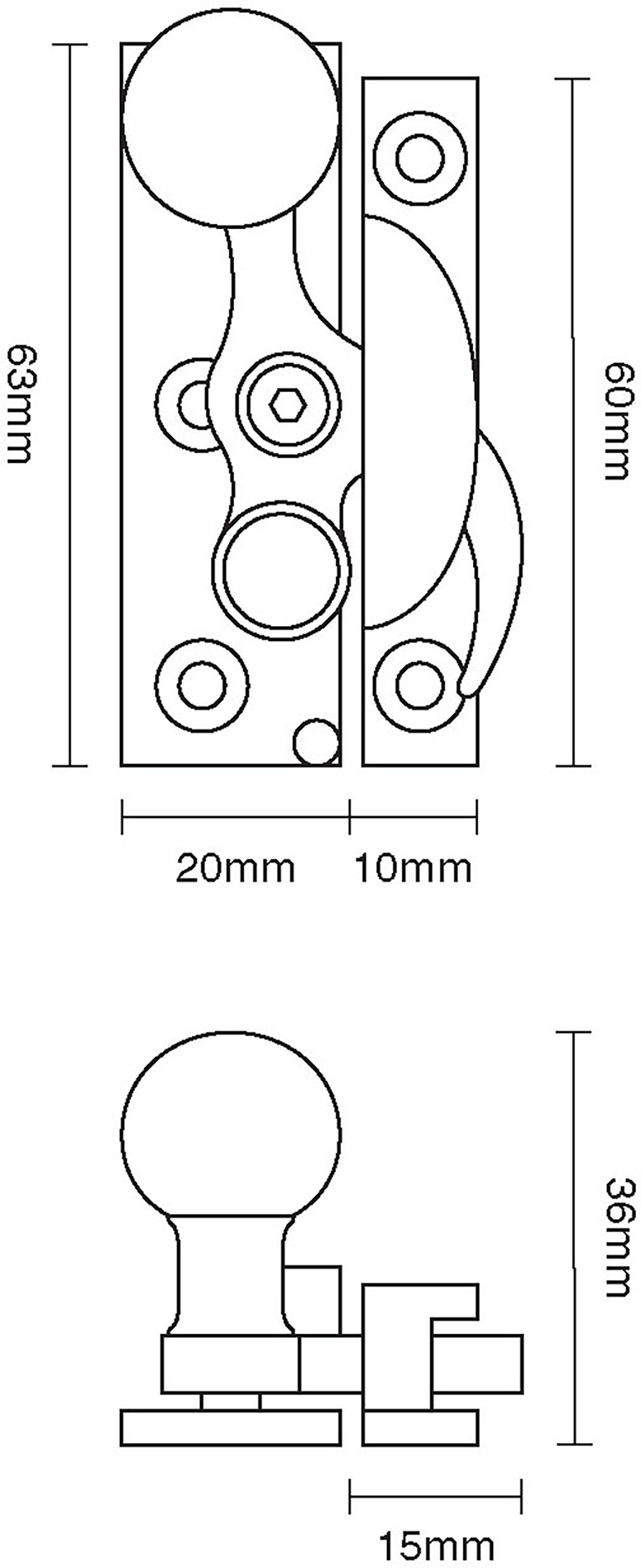 Lockable Claw Fastener – Ball End