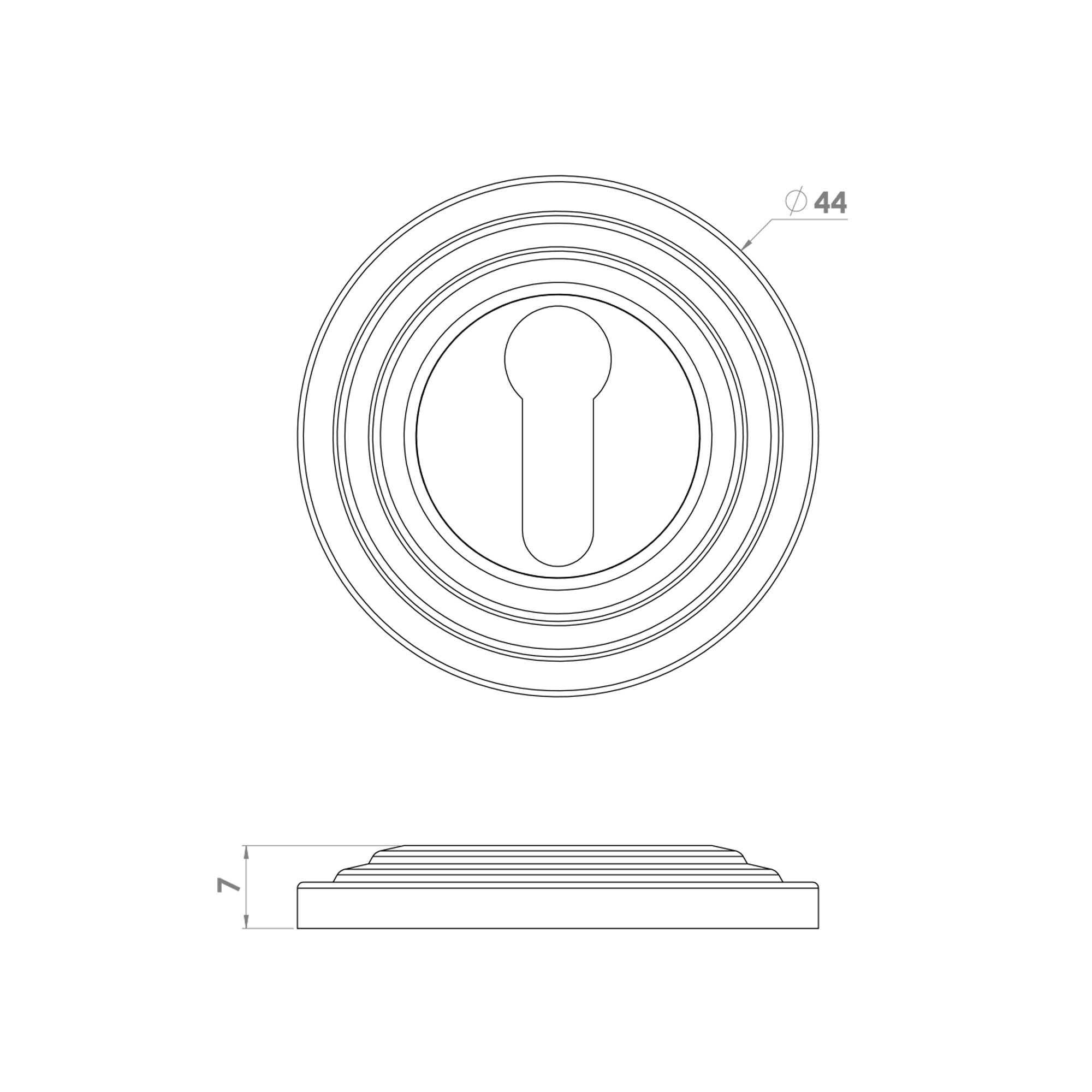 44mm Double Step Covered Escutcheon - Standard Keyhole