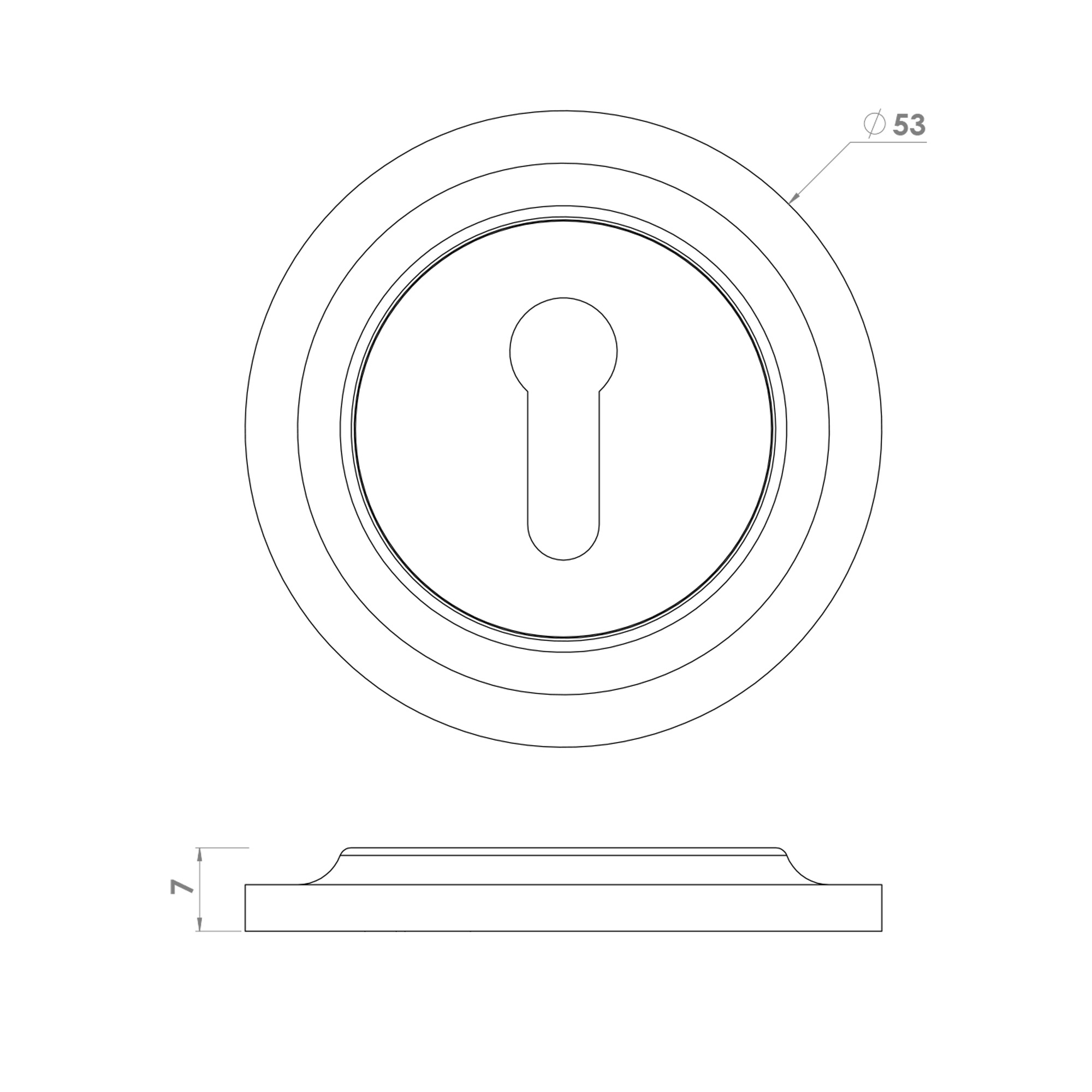 53mm Plain Escutcheon - Standard Keyhole
