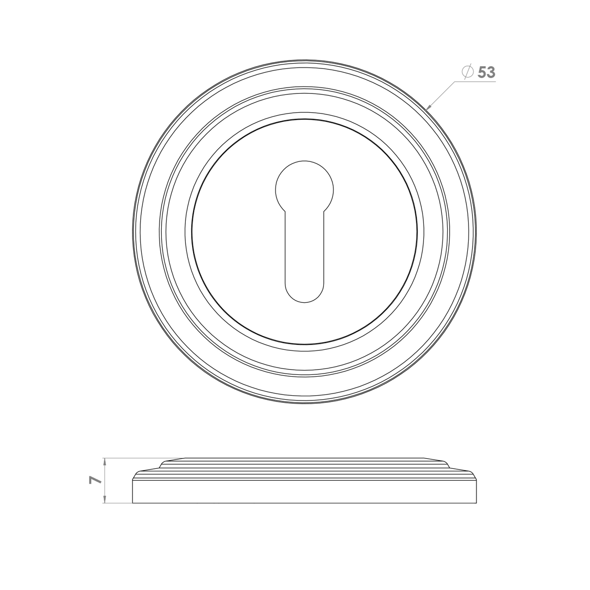 53mm Double Step Escutcheon - Standard Keyhole