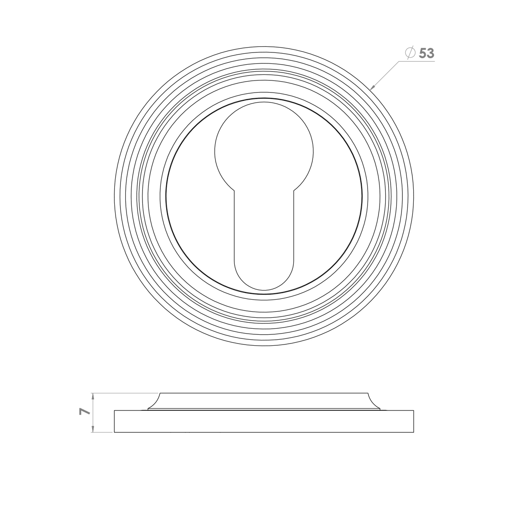 53mm Reeded Escutcheon - Euro