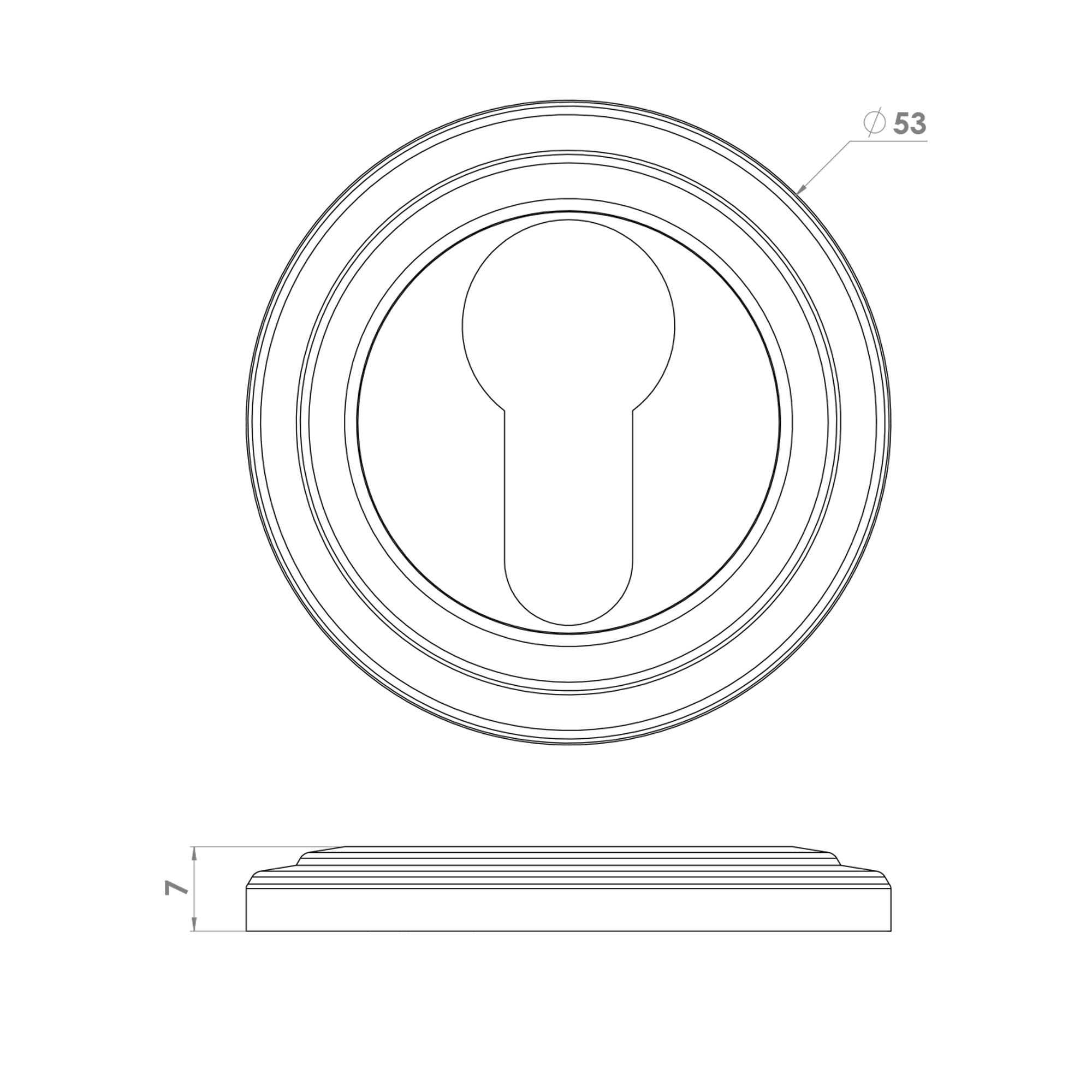 53mm Double Step Escutcheon - Euro