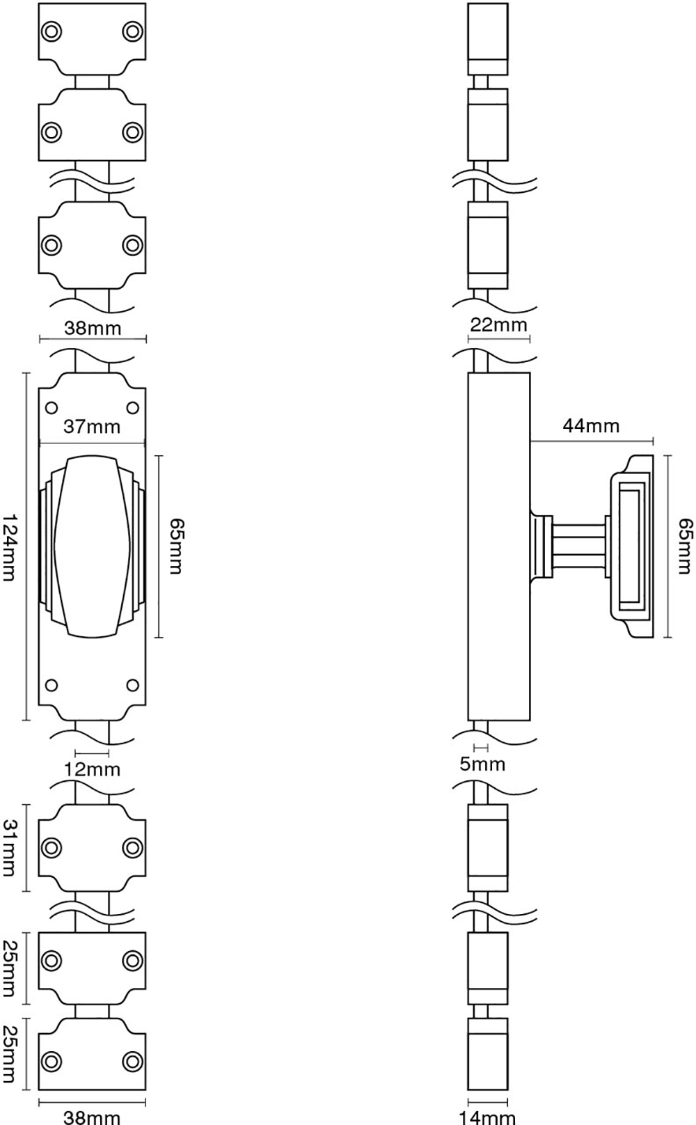 Espagnolette Bolt with Art Deco Knob