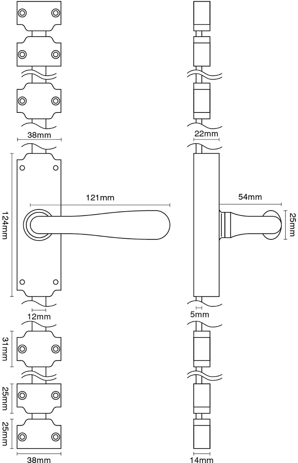 Espagnolette Bolt with Elegance Lever