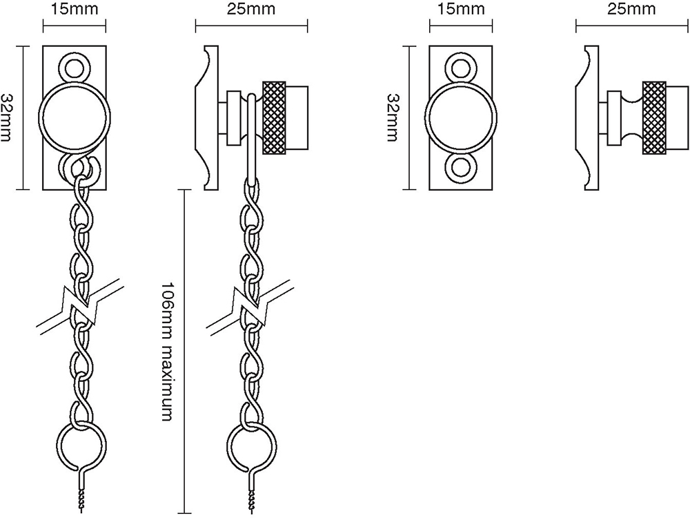 Acorn Sash Stop with chain