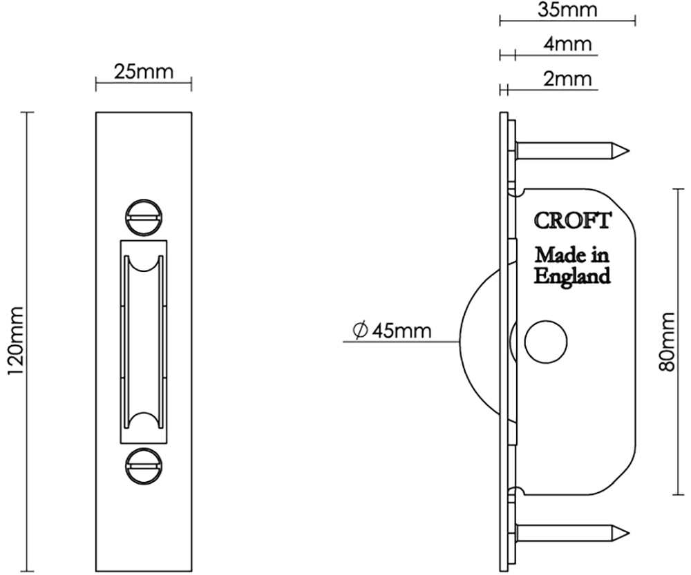 Square Edge Sash Pulley