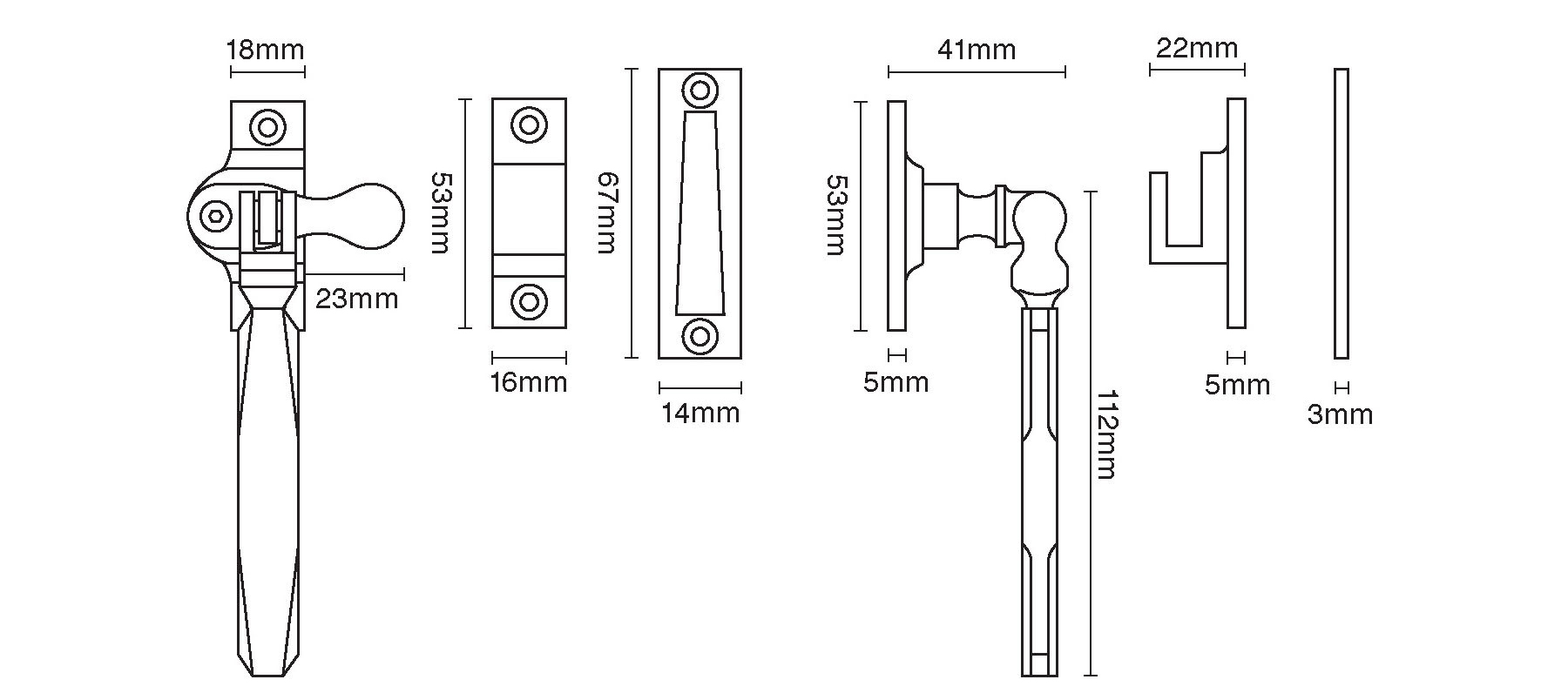 Art Deco Casement Fastener – Locking