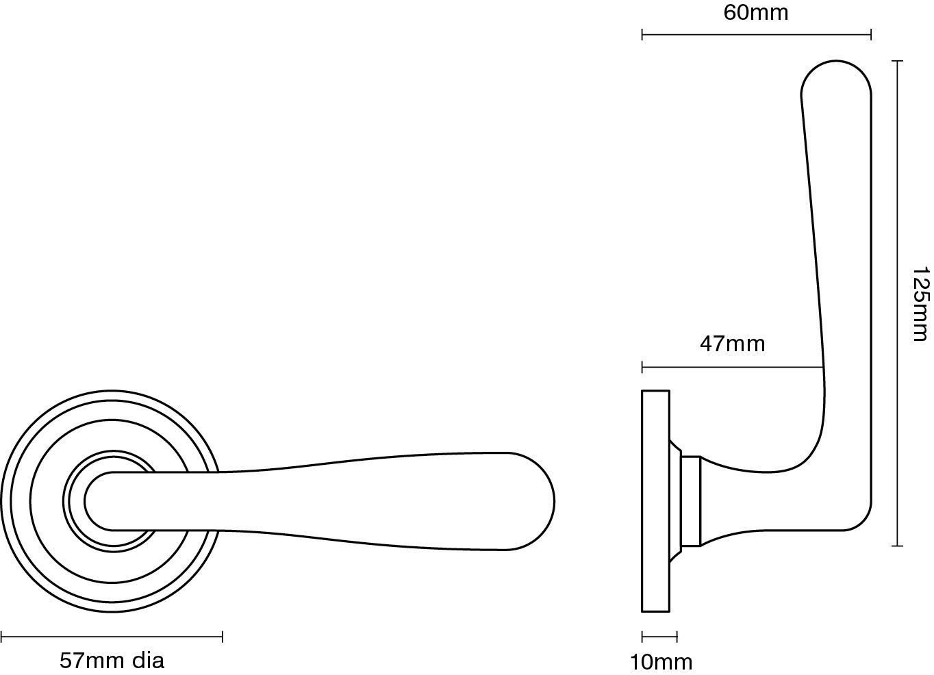 Elegance Door Handle on Raised Edge Covered Rose