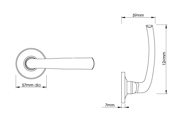 Floe Door Handle on Raised Edge Covered Rose