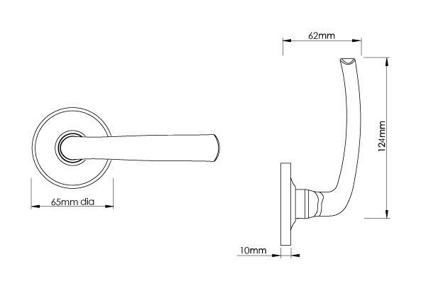 Floe Door Handle on 65mm Covered Rose