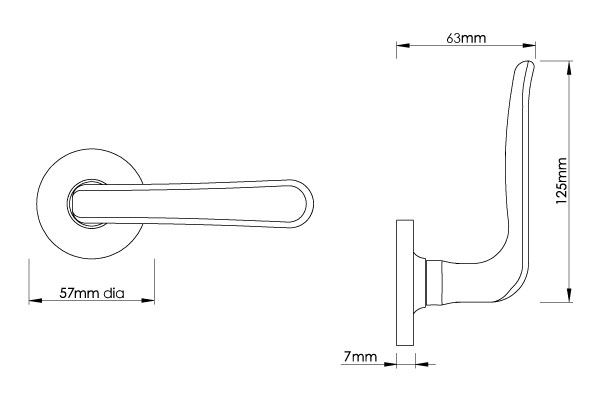 Garde Door Handle on Plain Edge Covered Rose
