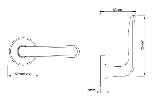 Garde Door Handle on Reeded Covered Rose