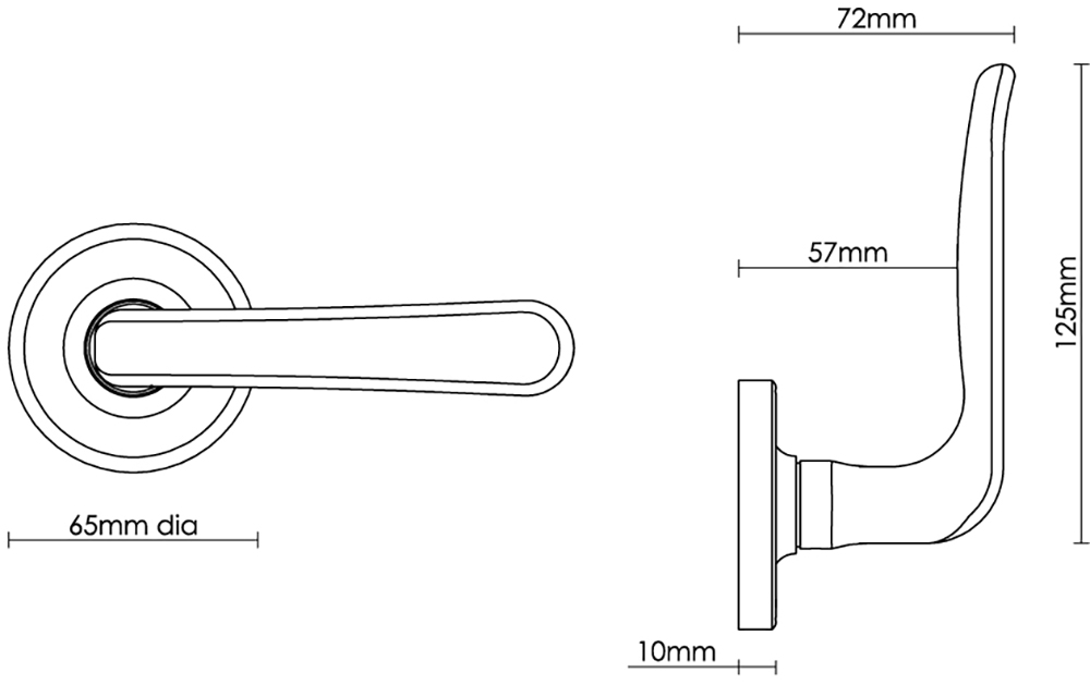 Garde Door Handle on 65mm Raised Edge Covered Rose