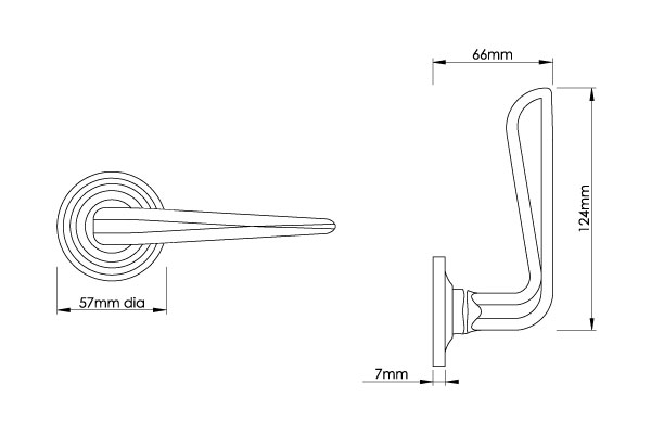 Celeste Door Handle on a Reeded Covered Rose