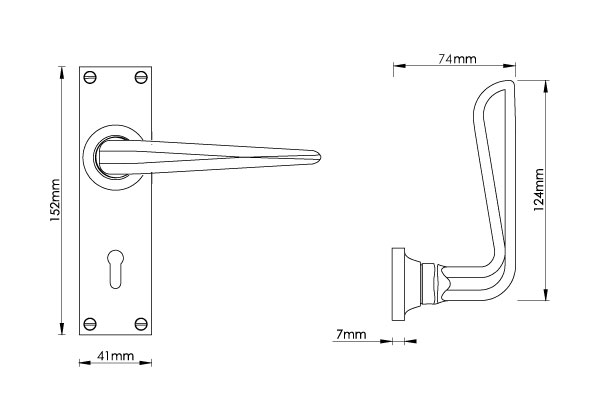 Celeste Door Handle on Lock Backplate