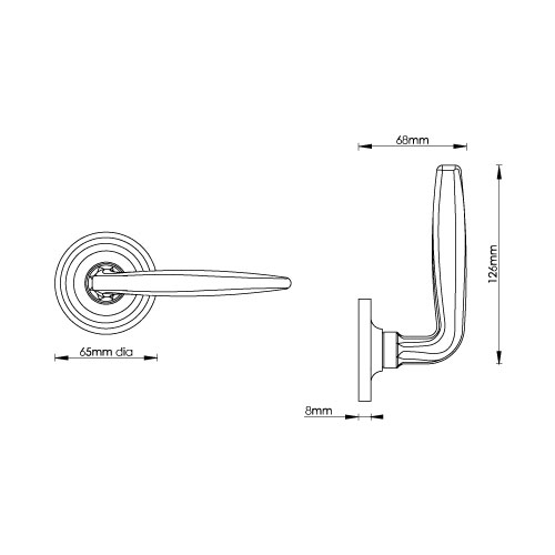 Maine Door Handle on Reeded Covered Rose