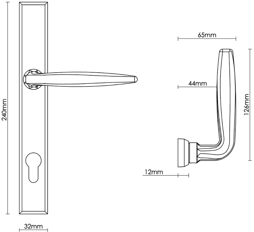 Maine Multipoint Door Handle on Pillow Backplate
