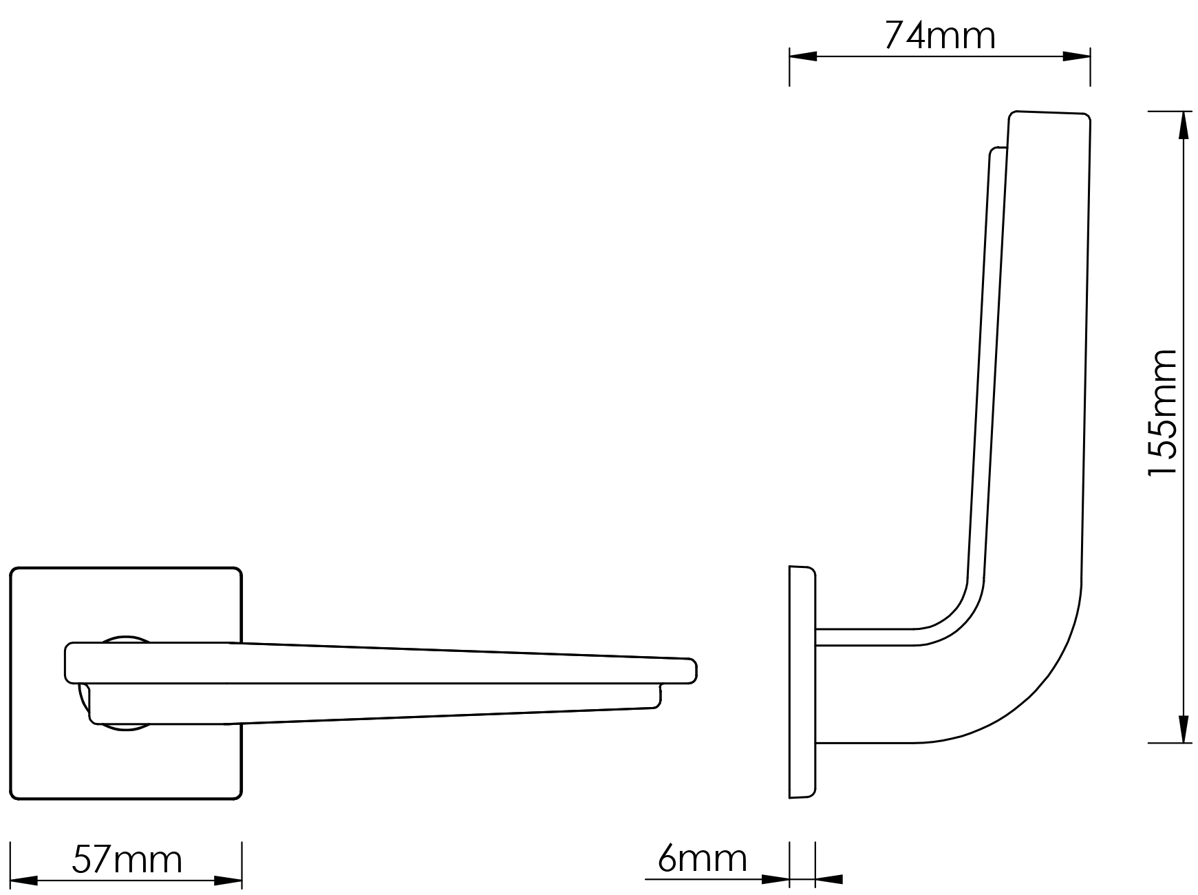 Ellington Door Handle on Square Rose