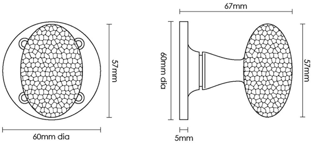 Hammered Oval Mortice Knob Furniture