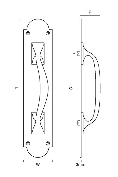 Pull Handle On Shaped Plate