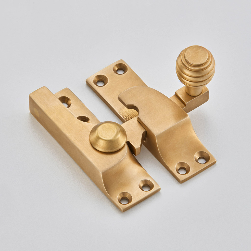 Large Straight Arm Sash Fastener – With Reeded Knob