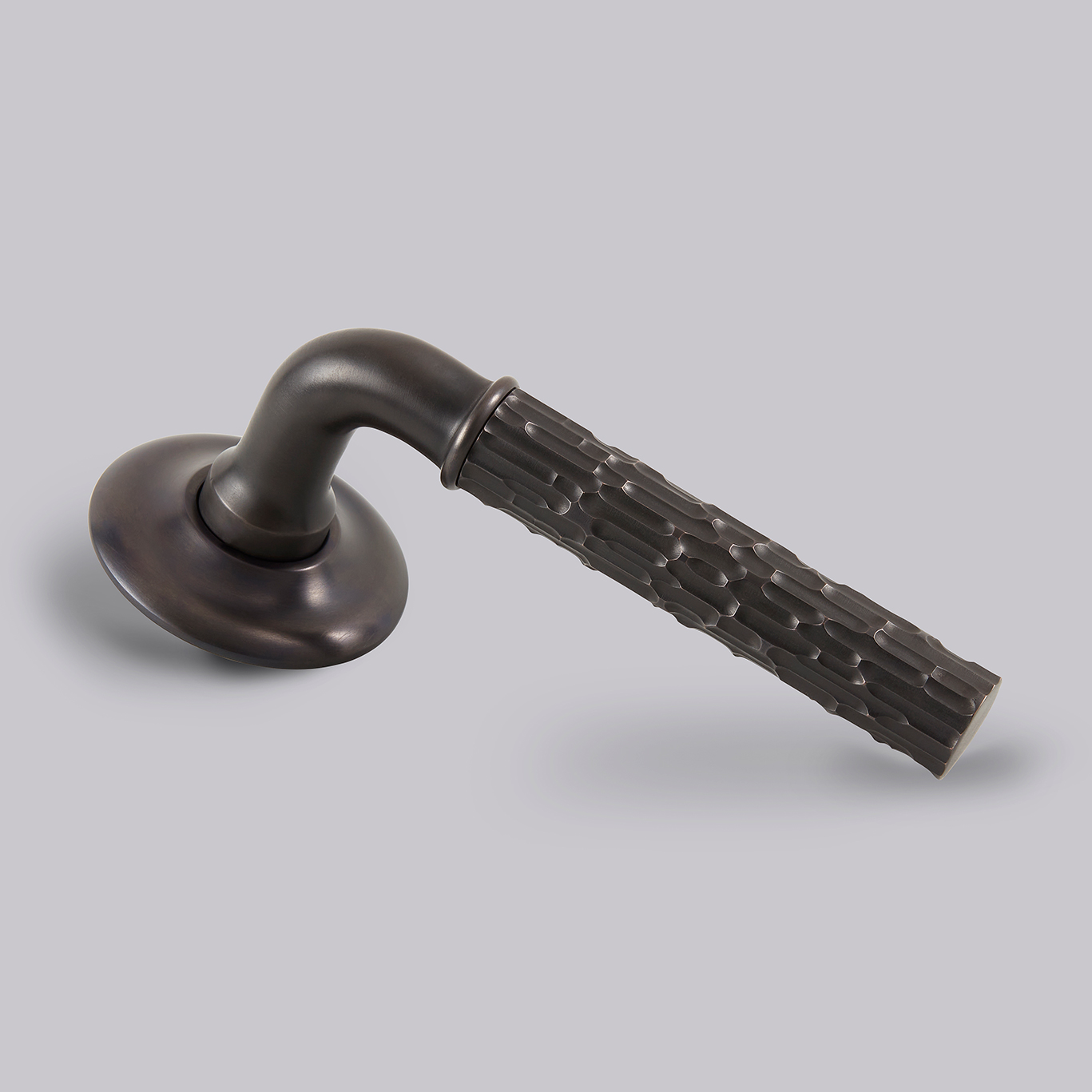 Bark Lever Handle on Plain Covered Rose