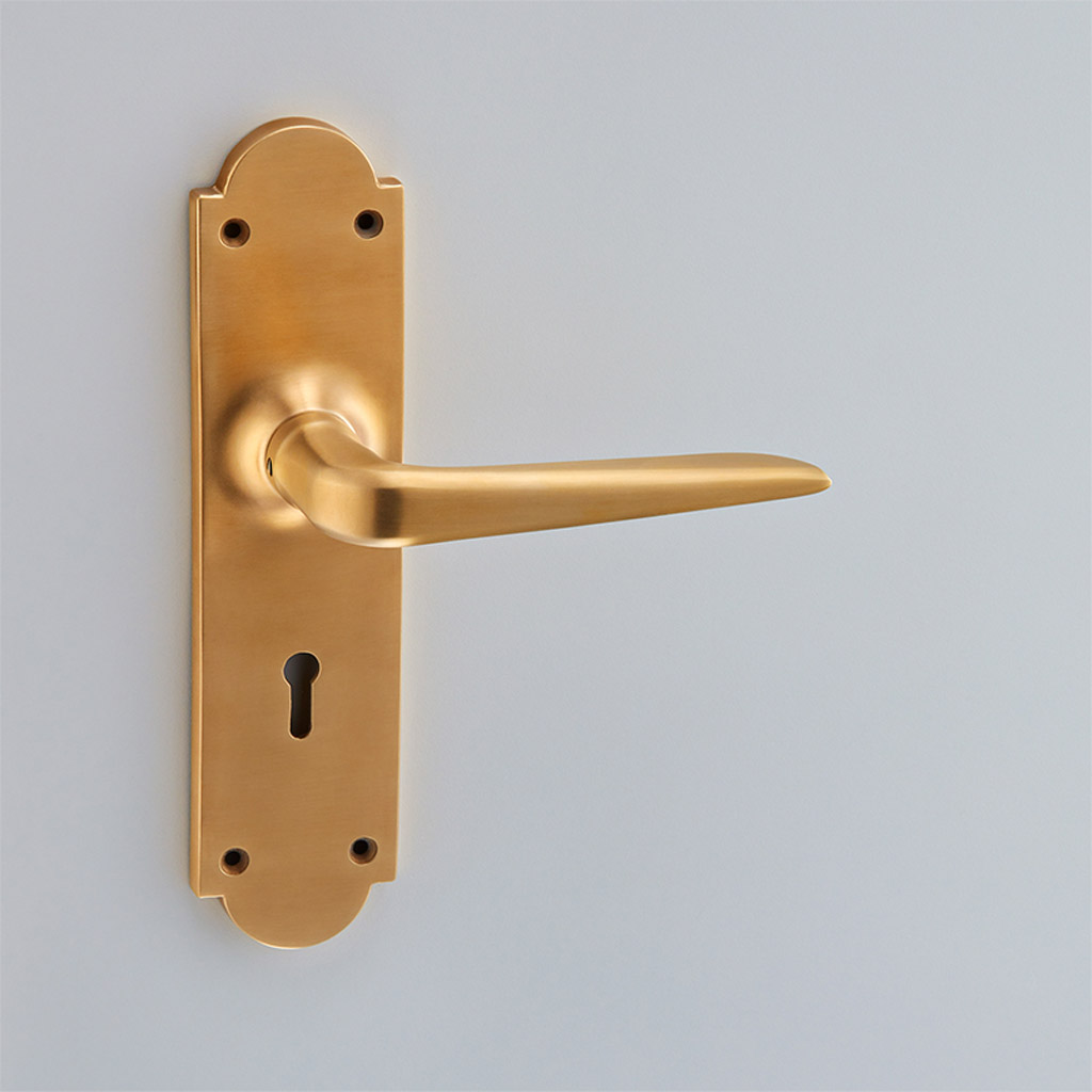Celeste Door Handle on Arched Lock Backplate
