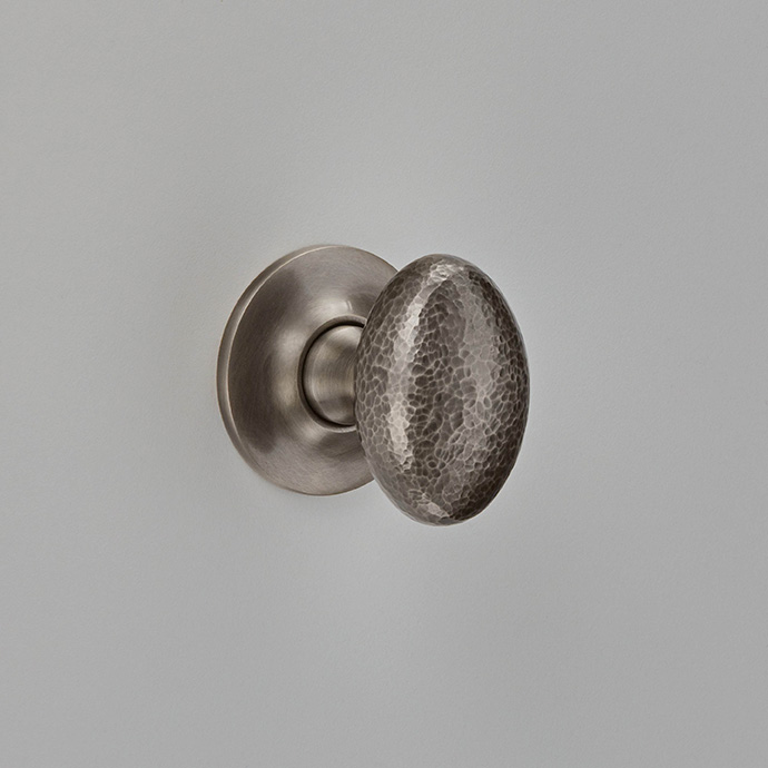 Hammered Oval Knob on Plain Covered Rose