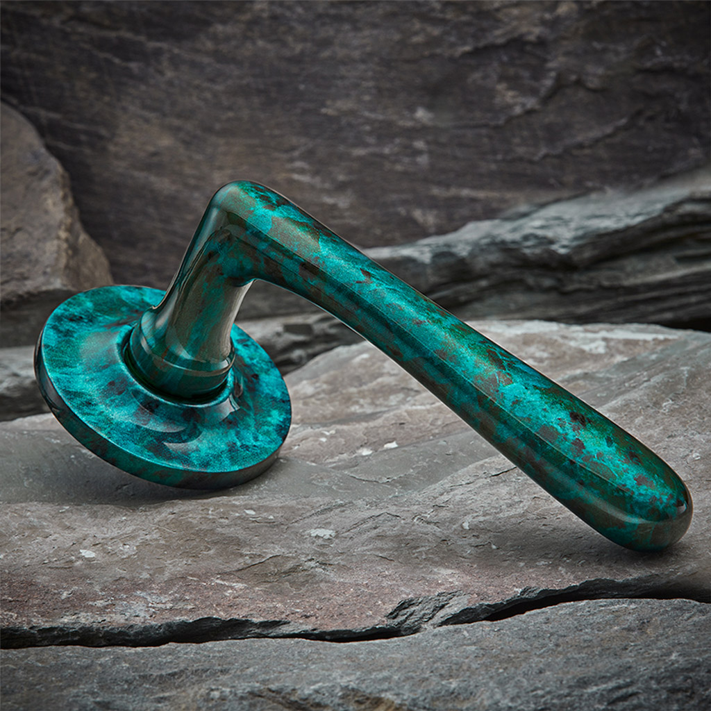 Mineral Door Handle on Covered Rose - Jade Gloss